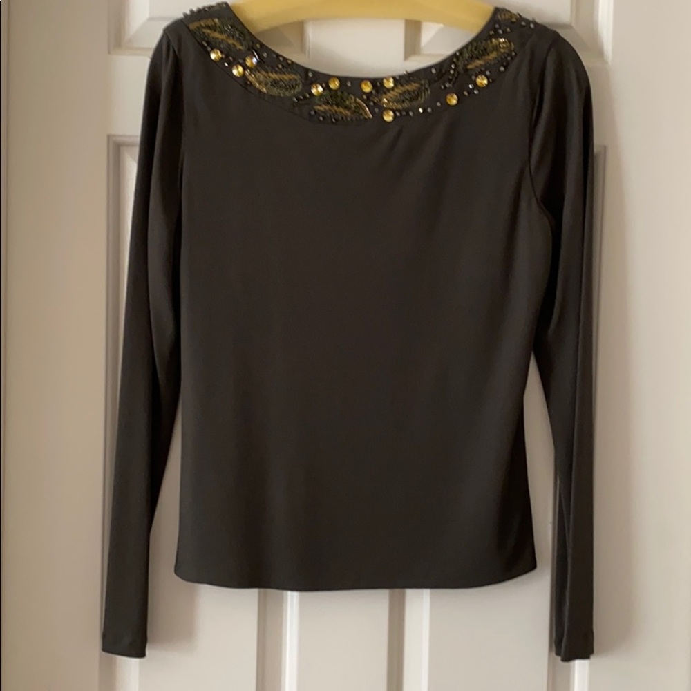 Worth deep olive green silk blouse size 6